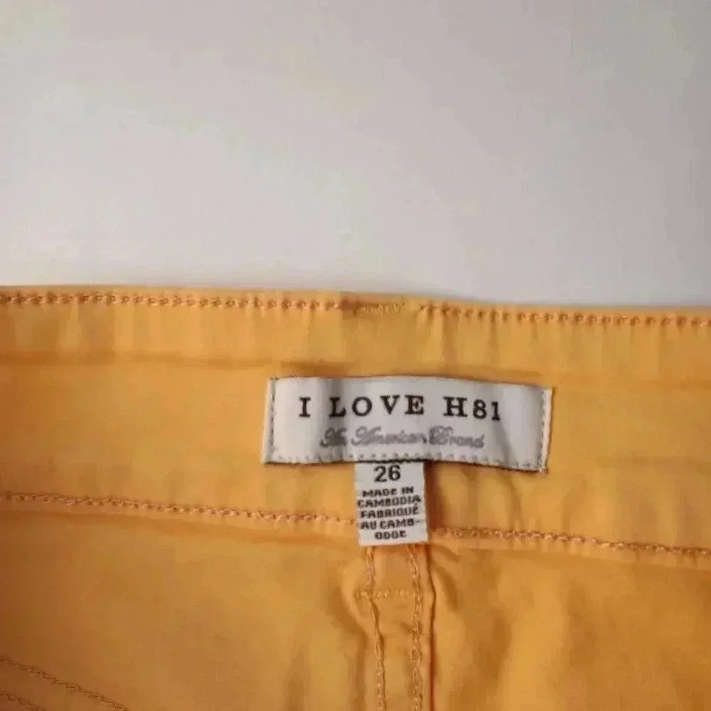 I Love H81 Women Low Rise Skinny Jeans Yellow Size 26/2 Mustard Stretch Y2K